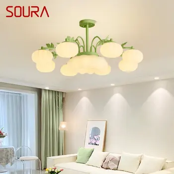 Современная светодиодная потолочная люстра SOURA Креативный дизайн Зеленая подвесная лампа для домашнего декора спальни гостиной