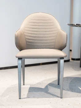 Современные, минималистичные, высококачественные обеденные стулья, легкие роскошные обеденные стулья из натуральной кожи для дома