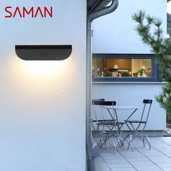Современные настенные светильники SAMAN В простом черном стиле, водонепроницаемые светодиодные бра IP65 для наружных и внутренних балконных лестниц.
