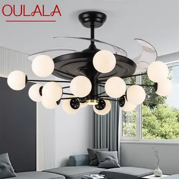 Современные потолочные вентиляторы OULALA, Большие 52-дюймовые лампы с дистанционным управлением без лезвия для домашней столовой