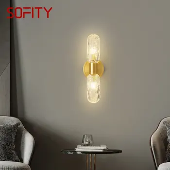 Современный латунный настенный светильник SOFITY, светодиодный золотой медный бра, роскошный креативный декор для дома, гостиной, спальни