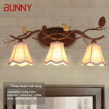 Современный ретро настенный светильник-бра BUNNY LED Creative Bird Decor Зеркальный светильник для дома, гостиной, спальни, прикроватной тумбочки, коридора