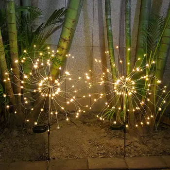 Солнечный фейерверк, 90/120/150 светодиодный уличный фейерверк, солнечные садовые декоративные светильники для рождественского декора на заднем дворе