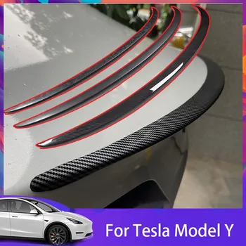 Спойлеры Крылья Для Tesla Model Y 2023 Аксессуары ABS Замена Хвостовой Части Для Tesla С Рисунком Из Углеродного Волокна Черные Спойлеры Model Y 2017-2023
