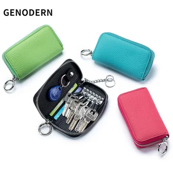 Сумка для ключей GENODERNLeather, женская сумка для карт, многофункциональная сумка для ключей от дома, чехол для ключей от автомобиля
