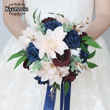 Темно-синий 8-дюймовый свадебный букет из искусственных цветов для подружки невесты, бросающей букет, Свадебный букет на годовщину свадебной церемонии