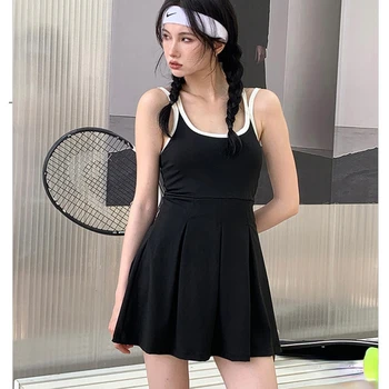 Теннисная юбка для бега на открытом воздухе, Женское платье для тенниса, бадминтона, спортивная юбка для скакалки, фрисби, Теннисное платье, Женская плиссированная юбка