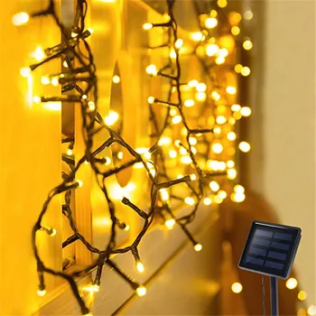 Теплый белый Солнечный струнный светильник Fairy Garden IP65, водонепроницаемая наружная лампа, гирлянда для рождественской вечеринки, украшение дома для Рождественской вечеринки