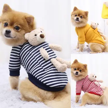 Толстовка для домашних животных, свитер для собак, одежда с рисунком в полоску, сохраняет тепло, мягкая текстура, питомец с куклой на зиму