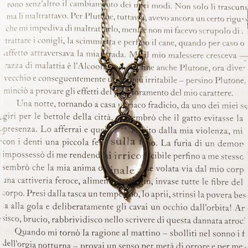 Увеличительное ожерелье, ожерелье с моноклем, викторианские украшения, ожерелье в стиле стимпанк, литературные украшения, викторианский монокль, подарок любителю книг