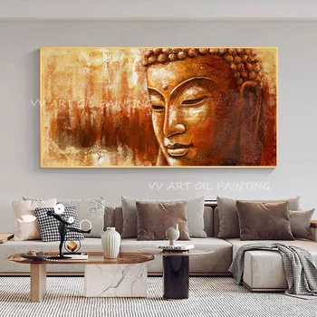 Фигура Будды, фрагмент текстуры стены, изображения, гостиная, ручная работа, холст, картина маслом, художественный плакат, украшение спальни, подарок