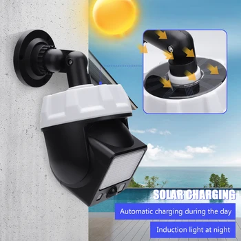 Фиктивная камера, поддельная светодиодная лампа для видеонаблюдения на солнечной энергии, наружный солнечный настенный светильник IP66, поворотное ландшафтное освещение дорожки во внутреннем дворе