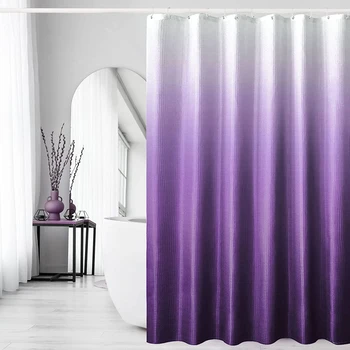 Фиолетовая занавеска для душа, фиолетовая градиентная занавеска для душа, фиолетовый набор аксессуаров для ванной комнаты, с крючком, водонепроницаемый, машинная стирка.