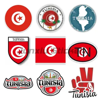 Флаг страны Тунис, футбольный мяч, дюймовая самоклеющаяся наклейка для автомобильных бамперов, окон, шкафчиков или других личных вещей