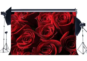 Фоны для фотосъемки, Причудливые Цветущие Свежие Красные розы, День Святого Валентина, Портреты влюбленных малышей, Фон для фотографий