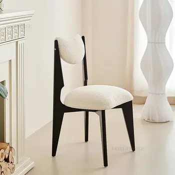 Французские легкие роскошные обеденные стулья Мебель для дома Обеденные стулья из массива дерева Уникальный дизайнерский табурет для гостиной со спинкой