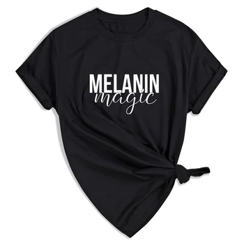 Футболка ONSEME Melanin Magic, женская уличная одежда, хлопковые футболки, феминистские футболки, черные футболки с рисунком Queen Girl, топы Harajuku