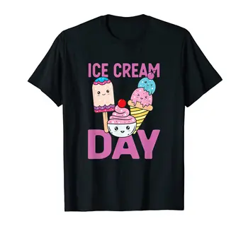 Футболка из 100% хлопка Ice Cream Day Kawaii Ice Cream Lover Ice Pop Gelato Для мужчин И женщин, футболки унисекс, Размер S-6XL