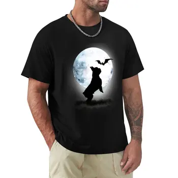Футболка с летучей мышью французского бульдога и лунным светом, футболка оверсайз, винтажная одежда, мужские футболки с длинным рукавом