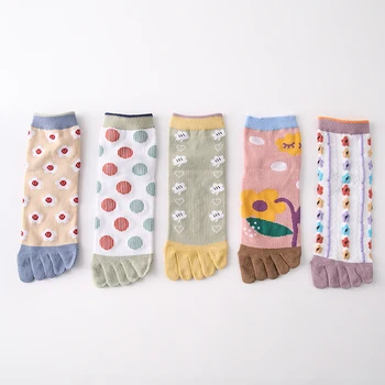 Хлопковые носки с пятью пальцами, женские модные дышащие носки для йоги, Набор носков Four Seasons с 5 пальцами