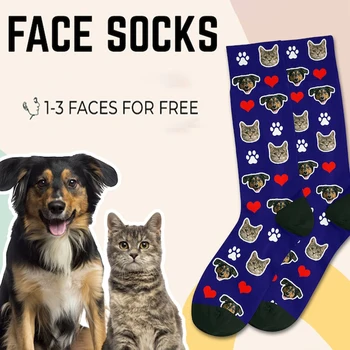 Хлопчатобумажные носки с любовью к кошачьим когтям, Персонализированная 3D печать, модные носки для домашних животных средней длины, Праздничные подарки для нейтральных