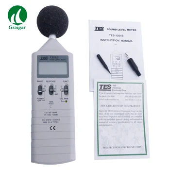 Цифровой измеритель уровня звука TES-1351B Шумомер от 1,5 Гц до 8 кГц, от 30 до 130 дБ