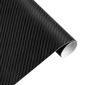 Черная пленка для обертывания автомобиля Виниловая обертка из углеродного волокна для автомобилей Наклейки и отличительные знаки из углеродного волокна 3D / 6D Декоративная наклейка для автомобиля с воздухом