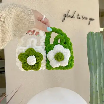 Чехол для наушников Модная вязаная универсальная креативная сумочка в цветочек Чехол для беспроводной гарнитуры