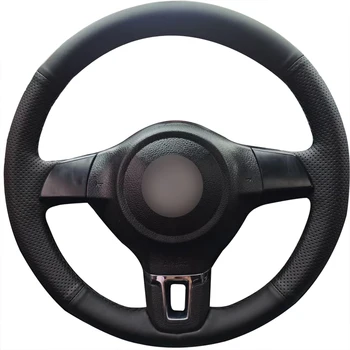 Чехол для рулевого колеса ручной работы из микроволокнистой кожи с защитой от скольжения для автомобильных аксессуаров Volkswagen 2014 Jetta