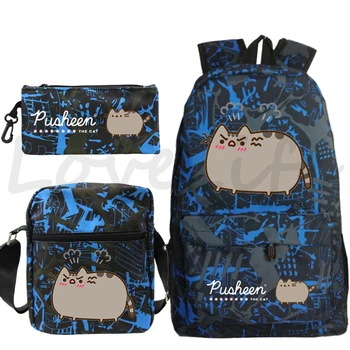 Школьные рюкзаки с мультяшным котом, Кавайная сумка для книг, школьная сумка для девочек и мальчиков, 3 шт./компл., подарочные детские школьные сумки Mochila