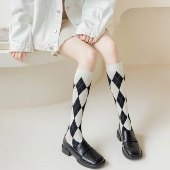 Эластичные носки до икр в стиле JK, модные носки с высокой трубкой, чулки до колен