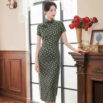 Элегантная Леди Чонсам, Сексуальное Тонкое Длинное Ципао с разрезом, винтажное Традиционное Китайское женское платье с цветочным рисунком, Атласное платье большого размера 5XL, Vestidos