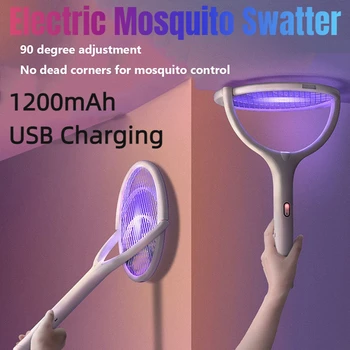 Электрическая мухобойка, перезаряжаемая ракетка для уничтожения насекомых, лампа для уничтожения электронных москитных сеток, ловушка для мух, Летняя мухобойка от комаров