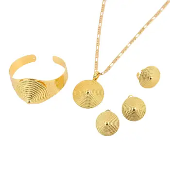 Эфиопское Золотое ожерелье, серьги, ювелирный набор, Эритрея, Хабеша, Африканский свадебный Свадебный набор ювелирных изделий