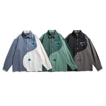 Японская трехцветная рубашка с длинными рукавами 
