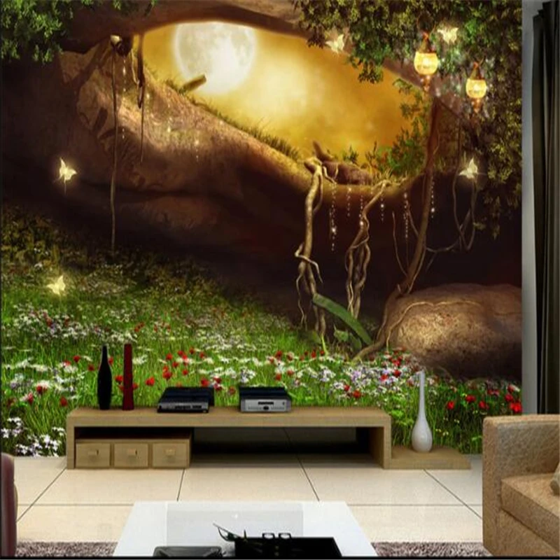 бейбехан Пользовательские большие фрески фэнтези личность сказочный лес сказочная страна обои Европейский телевизор диван фон стены наклейка на стену