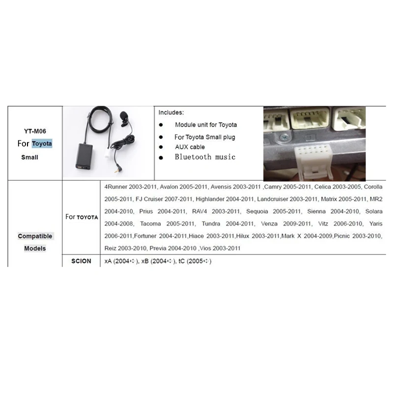 USB AUX Bluetooth Автомобильный Цифровой Музыкальный CD-чейнджер адаптер для Toyota (6 + 6) Pin Camry Corolla RAV4 Yaris
