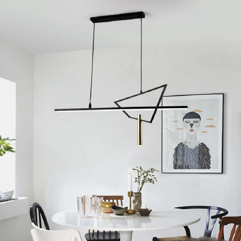 Комбинация линий светодиодных подвесных ламп в скандинавском современном креативном простом стиле с регулируемой яркостью для обеденного стола домашнего декора Подвесной светильник