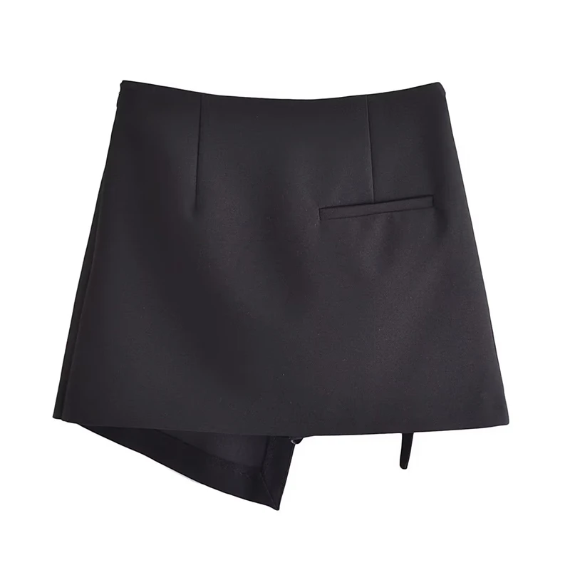 Весенне-летняя новая модная универсальная короткая нерегулярная Хакама, повседневная черная сумка с высокой талией, женская юбка на бедрах