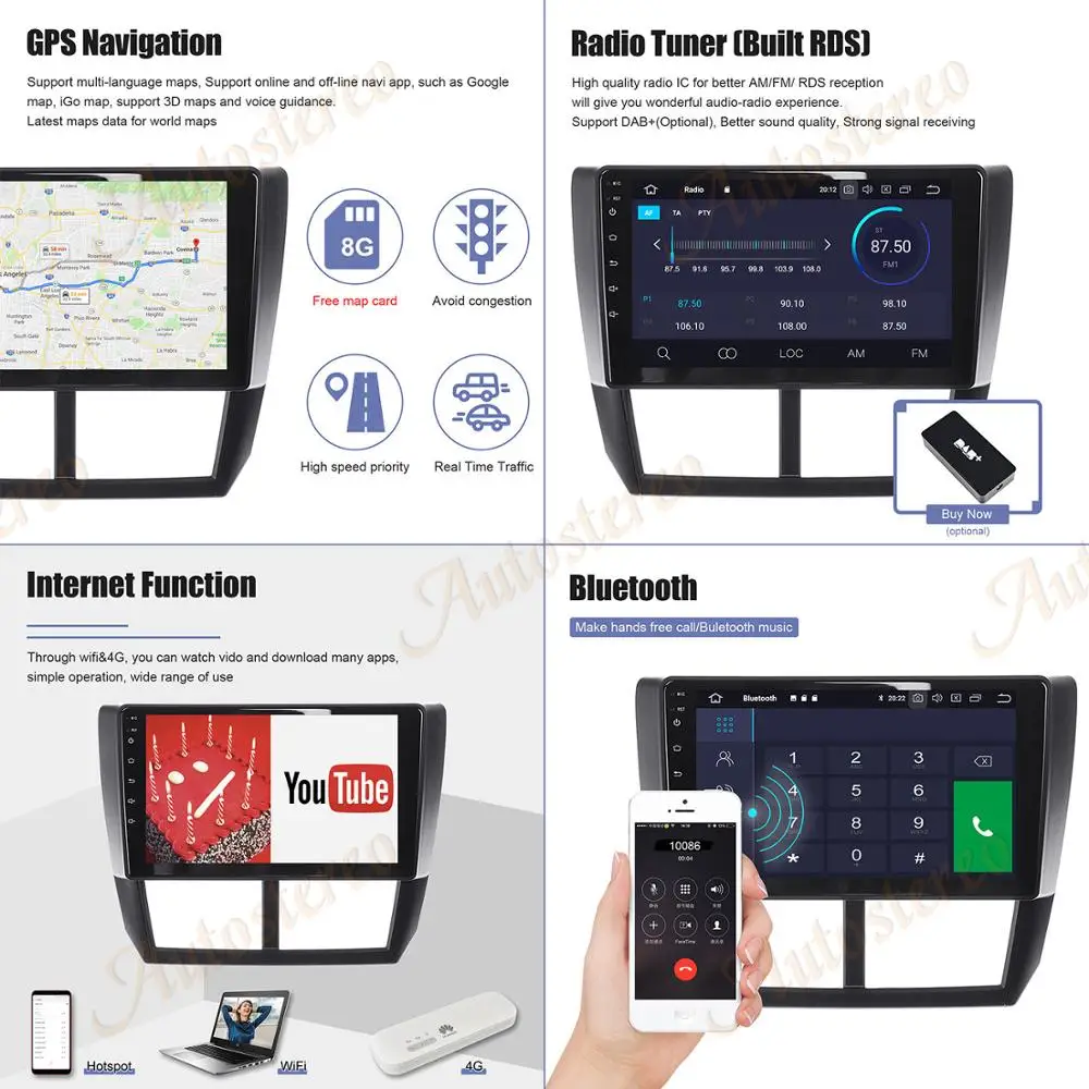Android 10,0 6 + 128 Г 360 CAM Для Subaru Forester WRX 2008-2014 Автомобильный Радиоприемник GPS Мультимедийный Плеер Carplay Автонавигационное Головное Устройство