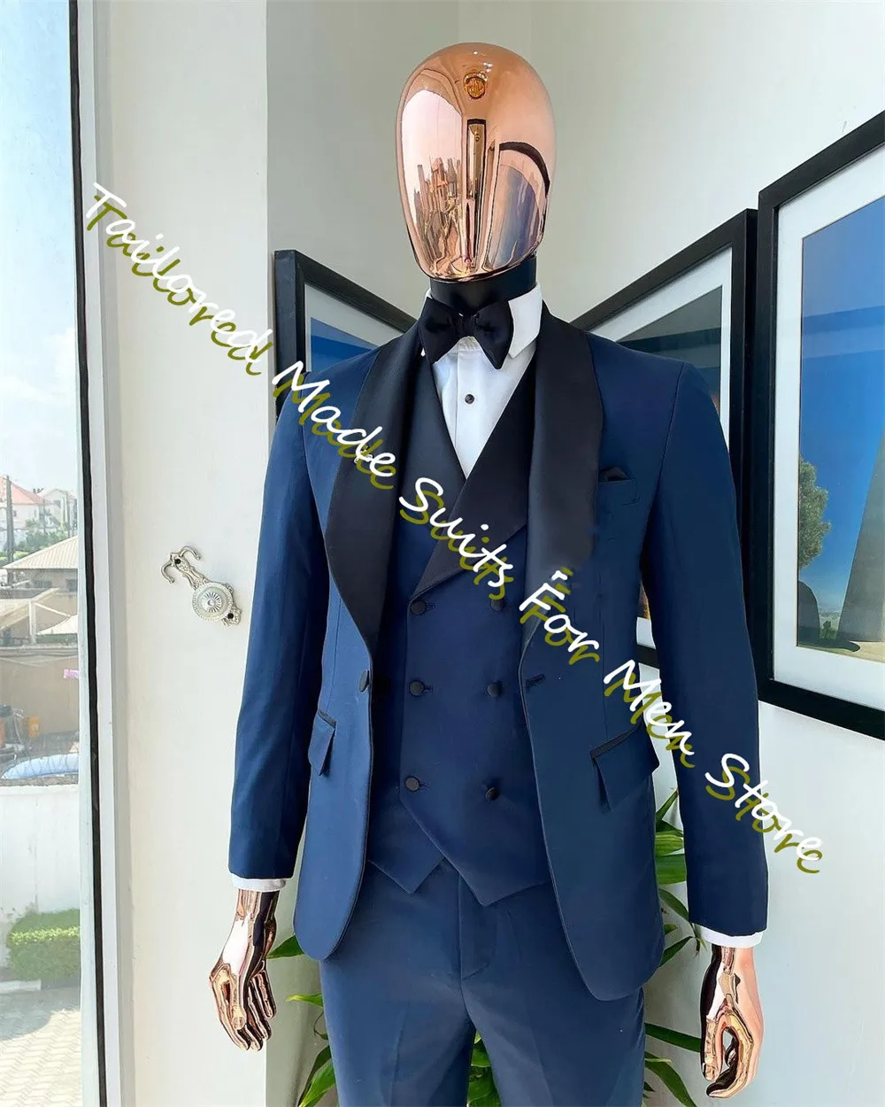 Темно-синий мужской костюм из 3 предметов Для свадьбы, официальная одежда жениха В итальянском стиле, современные приталенные Элегантные комплекты блейзеров для выпускного вечера