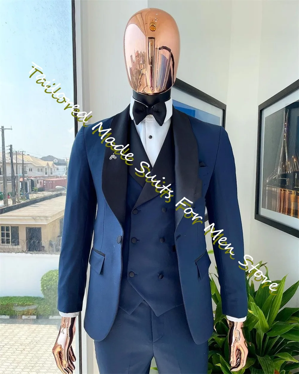 Темно-синий мужской костюм из 3 предметов Для свадьбы, официальная одежда жениха В итальянском стиле, современные приталенные Элегантные комплекты блейзеров для выпускного вечера