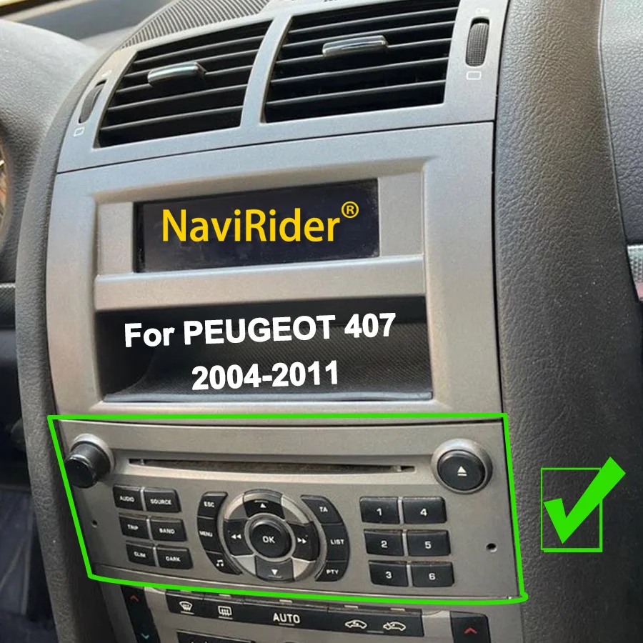 Панель управления автомобильным радио в стиле OEM для управления экраном Android для автомобильного видеоплеера Peugeot 407 2004-2011 Черного/серого цвета