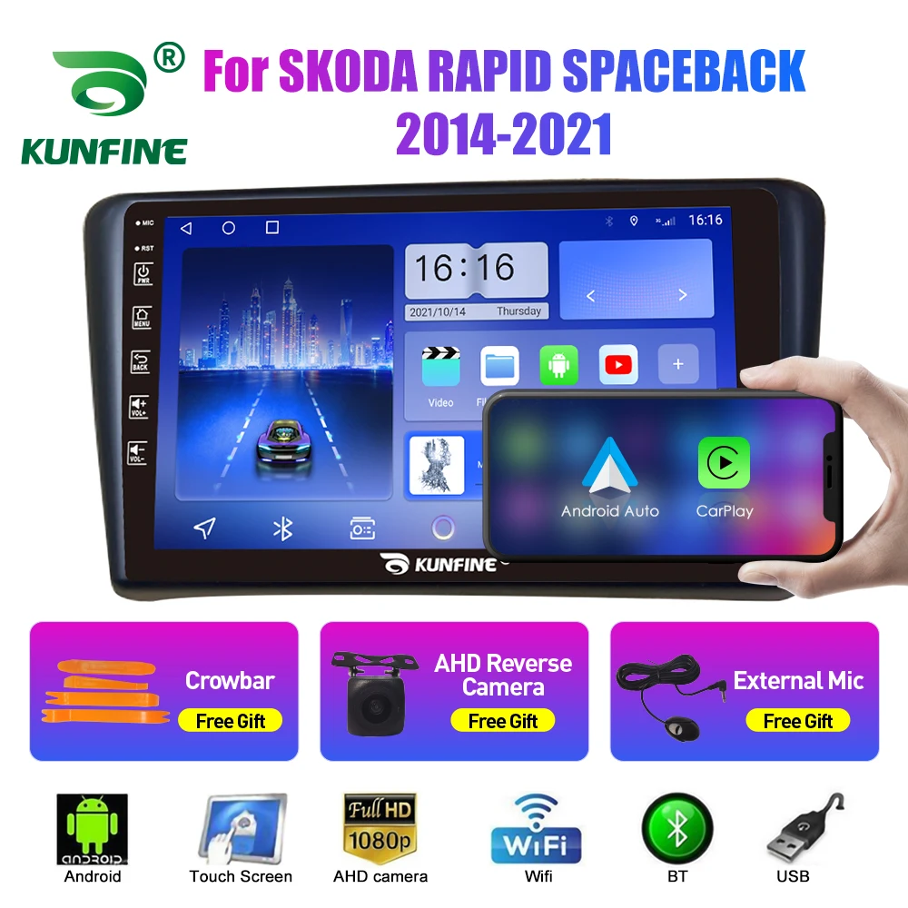 10,33-дюймовое автомобильное радио для SKODA RAPID SPACEBACK 2Din Android Восьмиядерный автомобильный стерео DVD GPS Навигационный плеер QLED экран Carplay