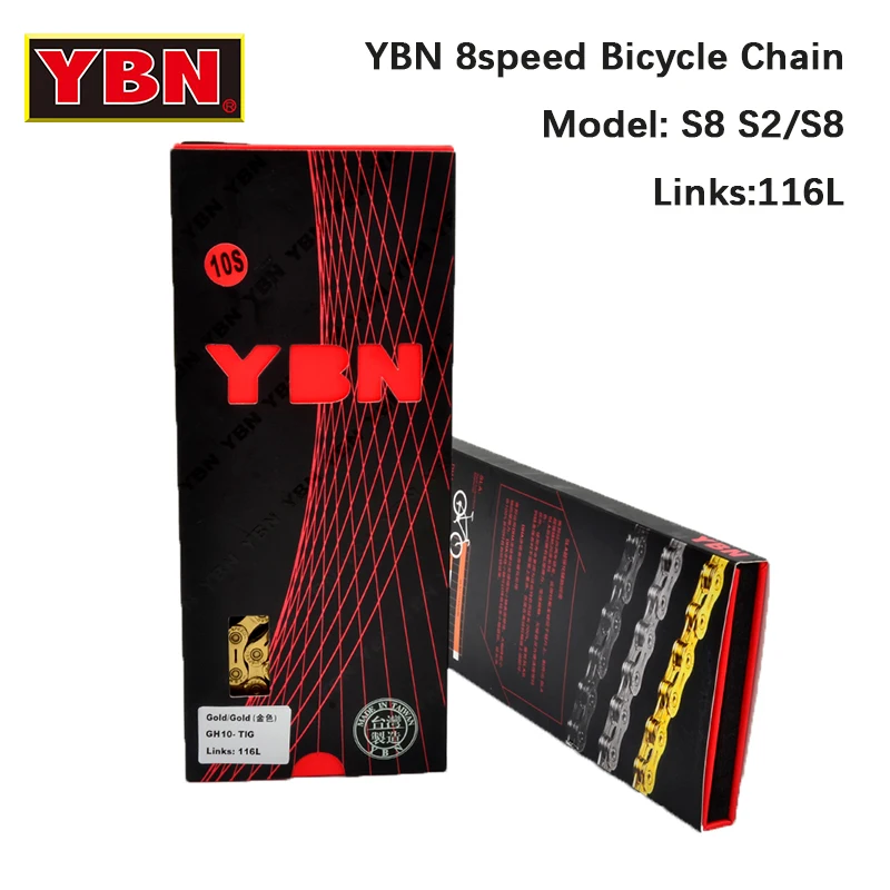 YBN SLA-H10 TIG Hollow Light Chain 8S Золотой Горный Дорожный Велосипед Длиной 116 л Подходит Для SHIMANO Для Аксессуаров Для велосипедов SRAM