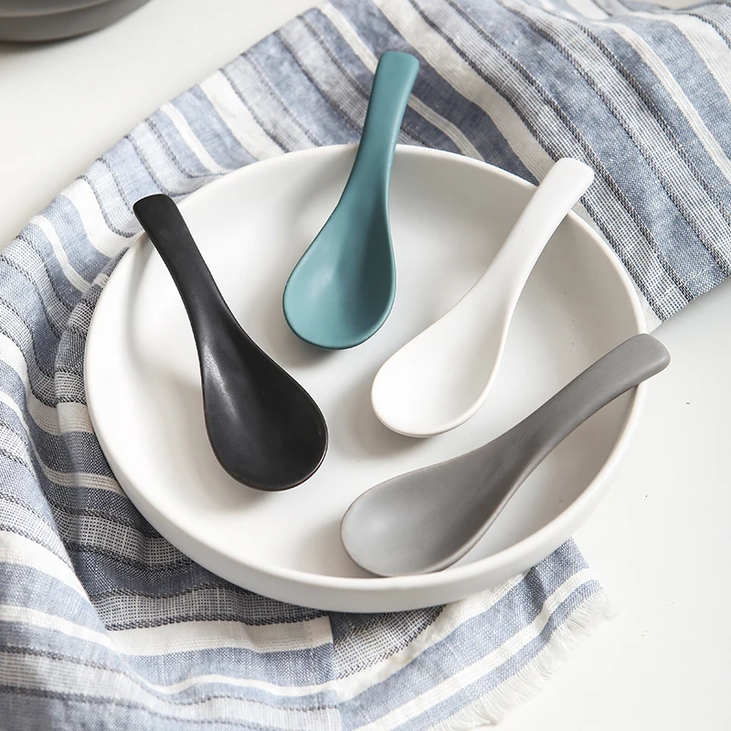 Скандинавская матовая керамическая миска, ложка для риса, ложка для бытовой посуды, маленькая ложка