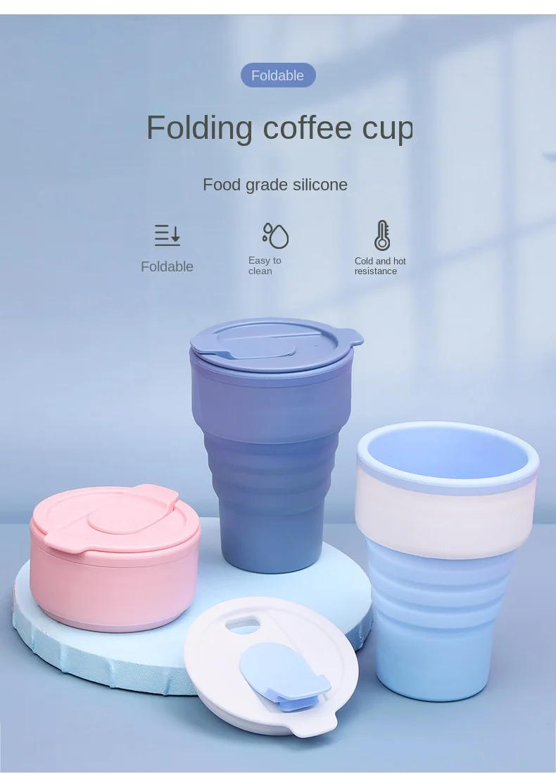 Кофейные кружки объемом 350 МЛ, Складная Силиконовая чашка для путешествий, Складные Стаканчики для воды, Пищевая посуда для питья, Кружка для чая и кофе, Бутылка для воды.