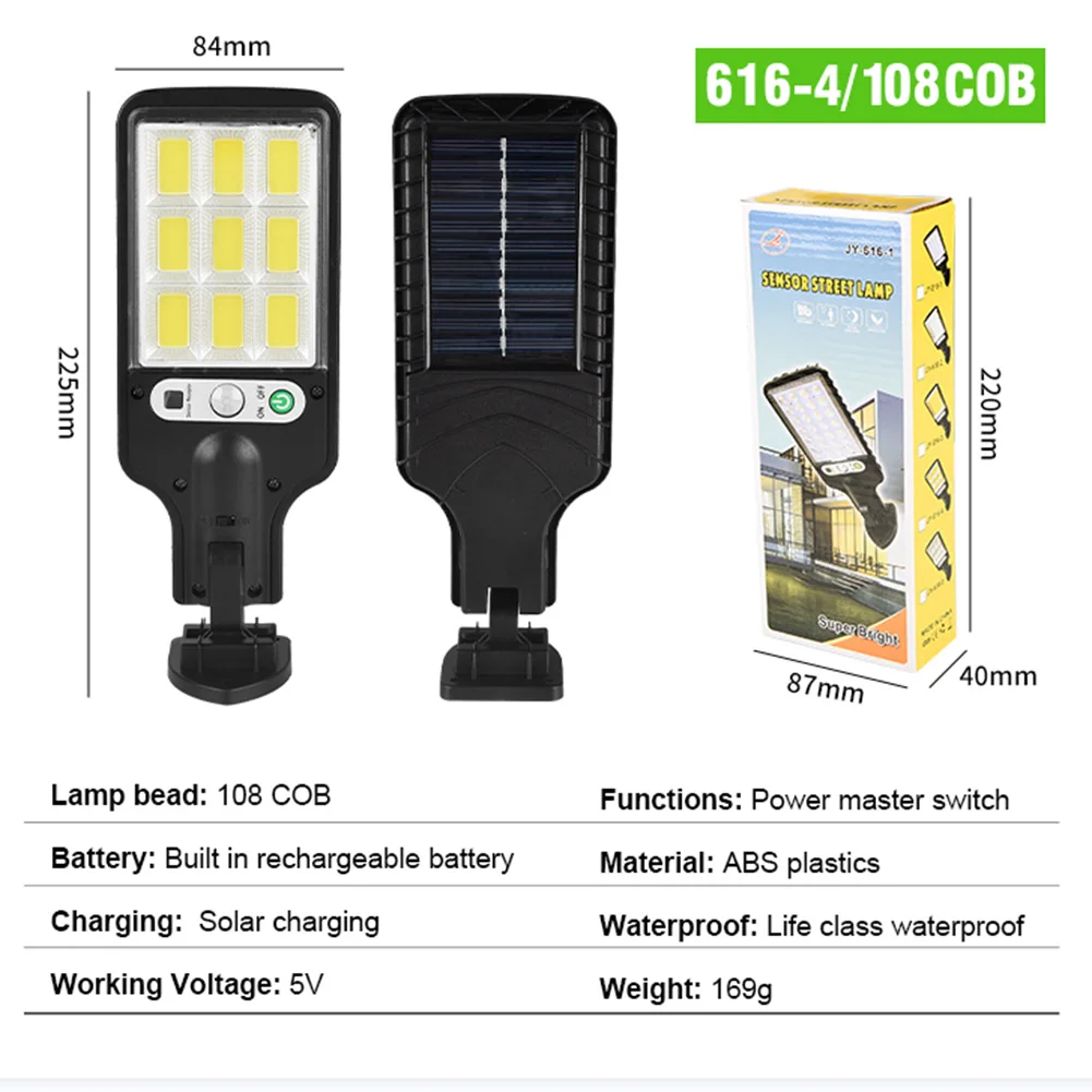 Уличная солнечная лампа на 108COB, детектор движения, садовый светильник, светодиодное наружное освещение на солнечной батарее, уличный фонарь на солнечной батарее, датчик движения