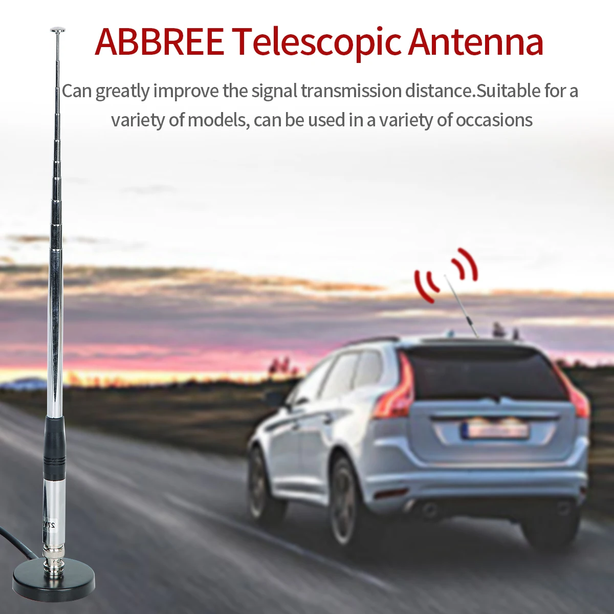 Телескопическая Cb-антенна ABBREE 27 МГц с разъемом BNC/PL259 Совместима с Портативным Cb-радио Cobra Midland Uniden Mobile Radio