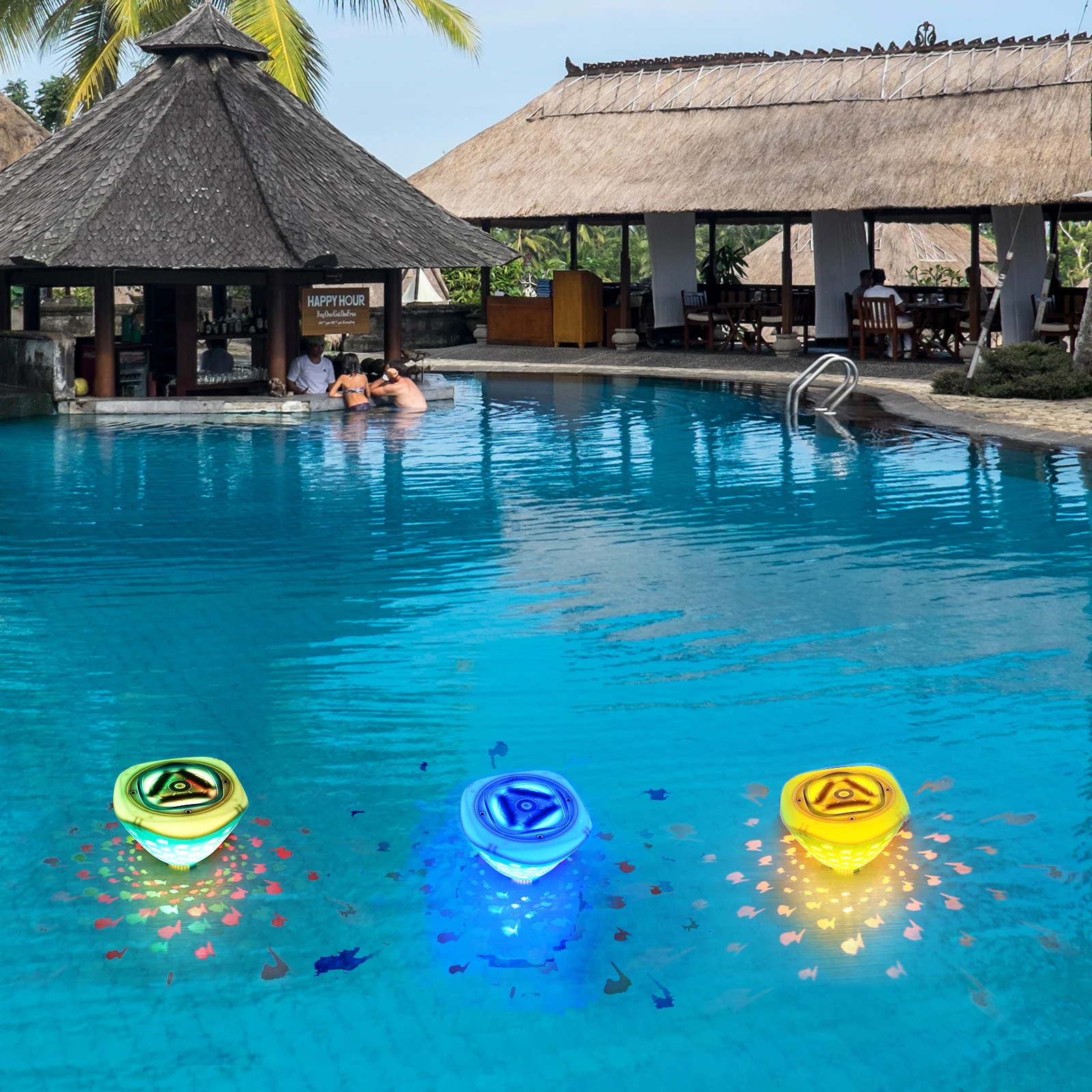 Плавающие огни для бассейна с рисунком рыбы, меняющие цвет, водонепроницаемые огни для пруда, подводные огни для вечеринки в бассейне с гидромассажной ванной.
